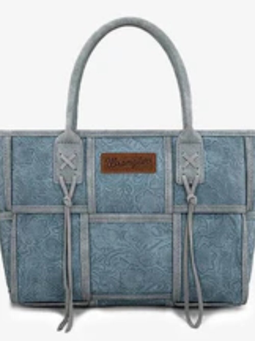 Wrangler Tooled Woven Grid Tote Bag Crossbody-Jean Blue NWT